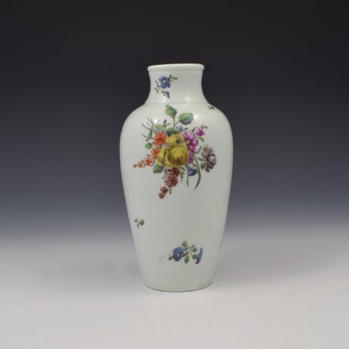 First Period Worcester Porcelain Ovoid Vase Floral Decoration C.1760