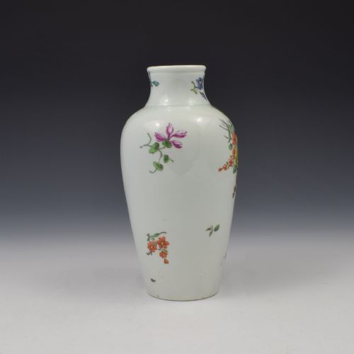 fig 1. First Period Worcester Porcelain Ovoid Vase Floral Decoration c.1760