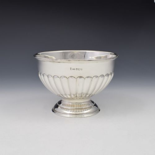 Melon Fluted Silver Pedestal Rose Bowl