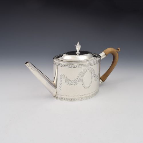 fig 1. Fine Georgian Silver Oval Teapot 1783 John Kidder