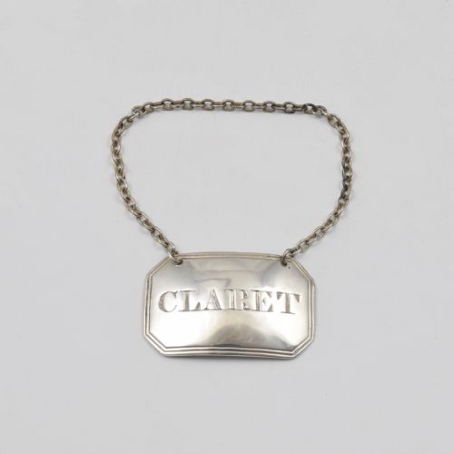 Georgian Silver Claret Wine Decanter Label