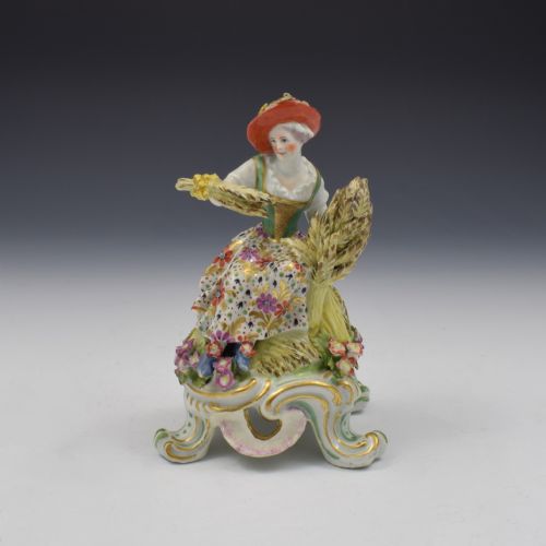 Bow Porcelain Allegorical Figure of Summer (Seated Rustic Seasons) C.1765