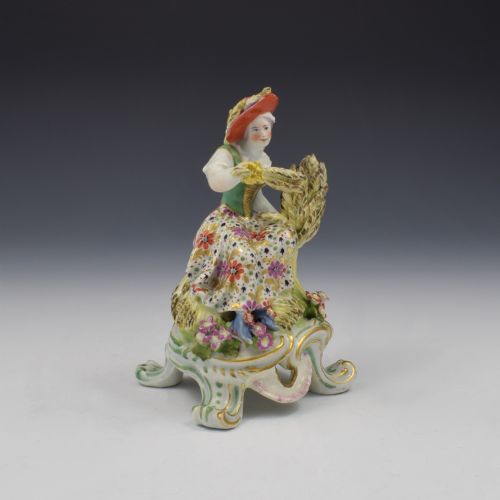 fig 1. Bow Porcelain Allegorical Figure Of Summer (Seated Rustic Seasons) c.1765
