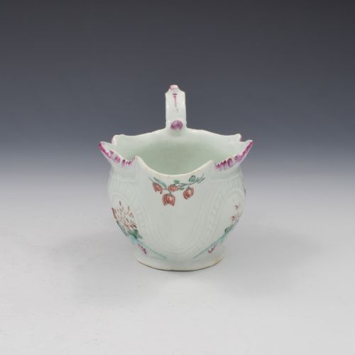 fig 1. Christian's Liverpool Porcelain Polychrome Sauceboat Fancy Birds c.1770