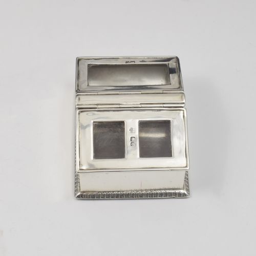 fig 1. Victorian Silver Greenhouse Cold Frame Triple Compartment Stamp Box