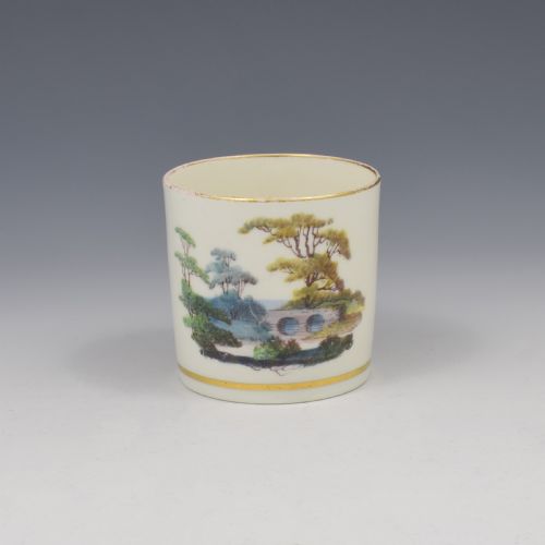 fig 1. Pinxton Porcelain Coffee Can c.1800, Landscape Pattern 218