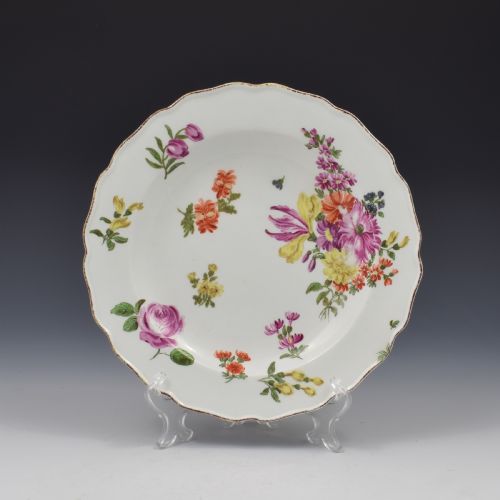 Chelsea Porcelain Floral Dessert Plate Red Anchor Period C.1755