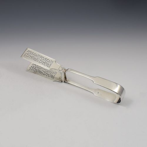 Pair of Victorian Silver Asparagus Tongs / Servers 1856 Lias