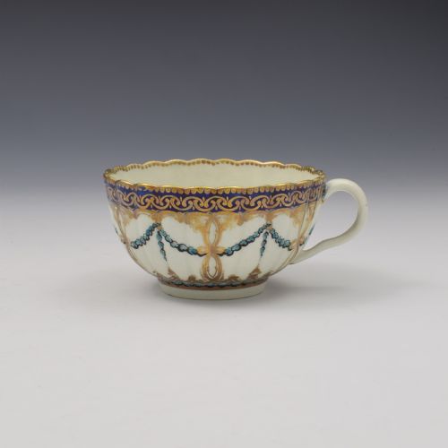 First Period Worcester Porcelain Sevres Style Fluted Tea Cup C.1775