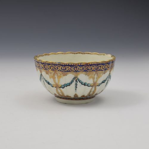 fig 1. First Period Worcester Porcelain Sevres Style Fluted Tea Cup c.1775