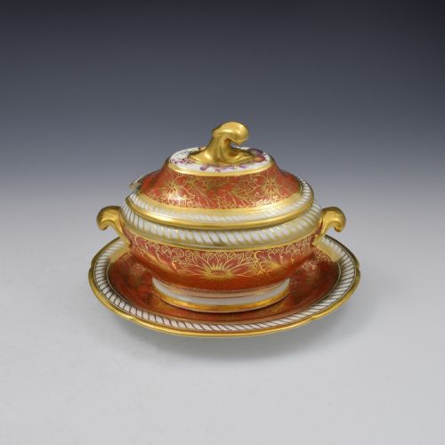 fig 1. Fine Georgian Coalport Porcelain Dessert Sauce Tureen & Stand c.1805