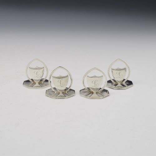 George V Set of Four Silver Shield Menu / Place Card Holders