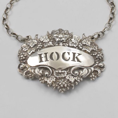 Georgian Silver Hock Decanter Wine Label Rare Leopard Head C.1835