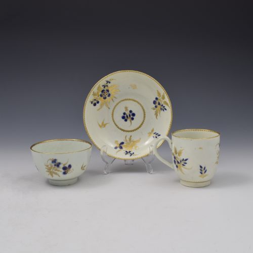 First Period Worcester Porcelain Cup & Saucer Trio C.1785
