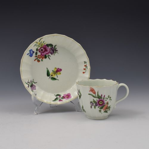 Worcester Porcelain Fluted Coffee Cup & Saucer C.1765