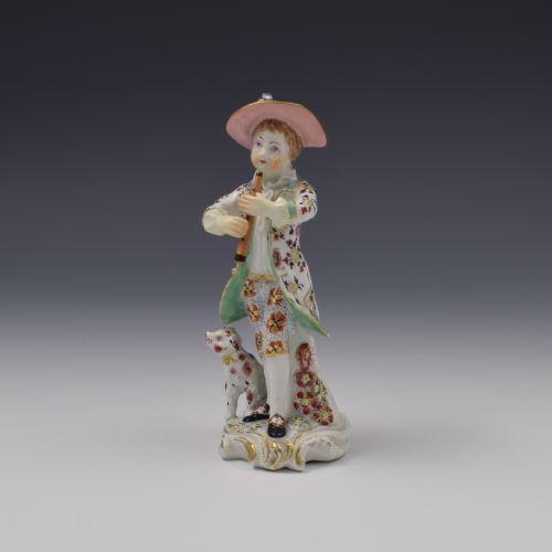 Bow Porcelain Figure Shepherd with Recorder / Pipe C.1760-1764