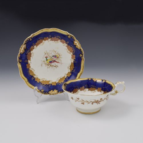 Grainger's Worcester Porcelain Fancy Birds Tea Cup & Saucer Pattern 1944 C.1835