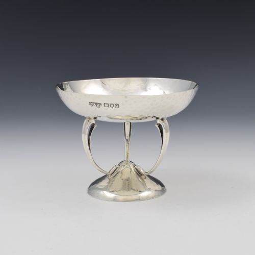 Arts & Crafts Hammered Silver Pedestal Comport / Tazza