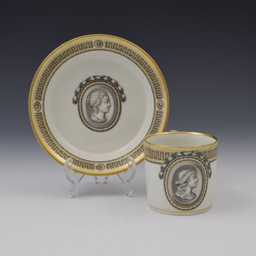 Vienna Porcelain Gilt & En Grisaille Coffee Can / Cup & Saucer C.1780