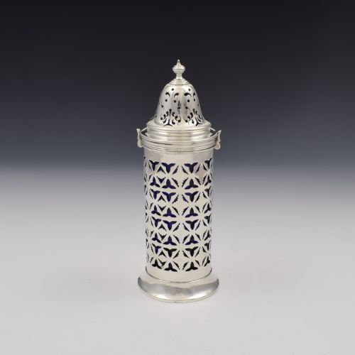Edwardian Pierced Silver & Glass Lighthouse Sugar Caster