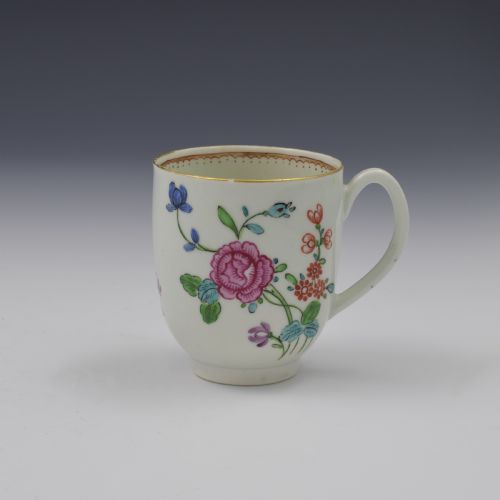 First Period Worcester Porcelain Floral Painted Coffee Cup C.1770