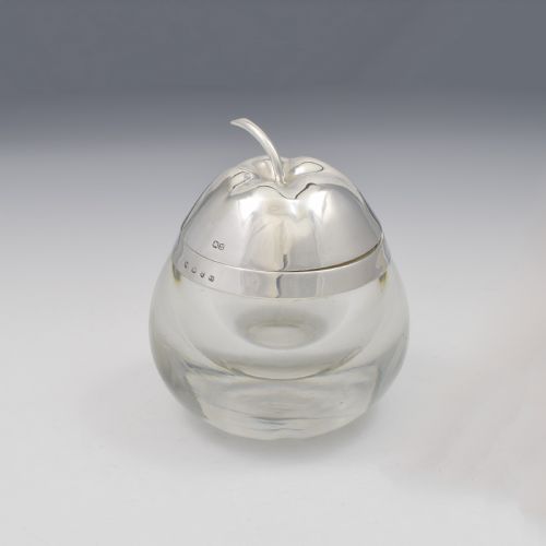 fig 1. Unusual Victorian Sterling Silver & Glass Apple Sauce Pot / Preserve Jar