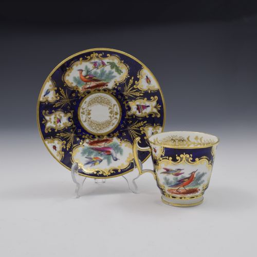 Coalport Porcelain Fancy Birds Coffee Cup & Saucer (A/f) C.1810