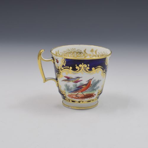 fig 1. Coalport Porcelain Fancy Birds Coffee Cup & Saucer (A/F) c.1810