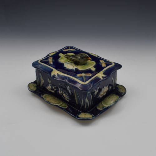 Victorian Forester Majolica Pond Lily & Sparrow Sardine Box