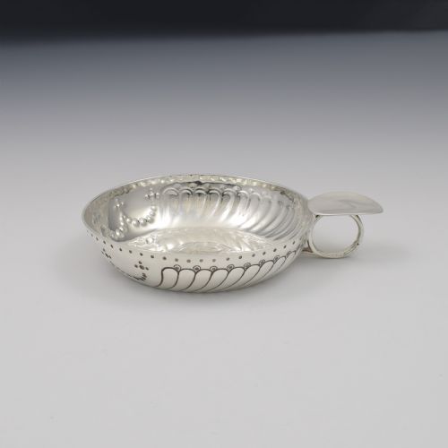 fig 1. Large English Silver Wine Taster / Tastevin With Tudor Sixpence