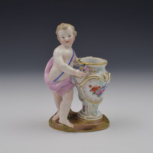 18th Century Meissen Porcelain Figure of a Putto with Urn C.1760