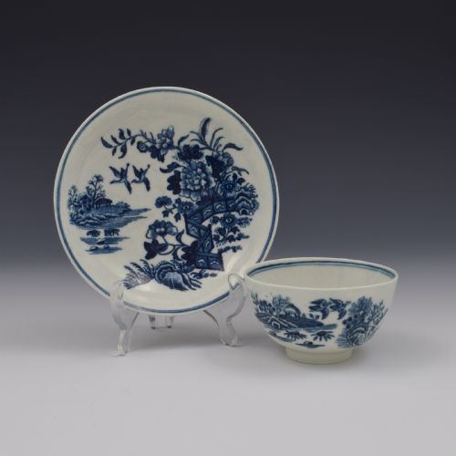 First Period Worcester Porcelain Fence Pattern Tea Bowl & Saucer C.1770