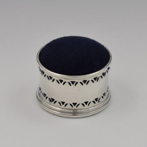 Art Deco English Silver Pierced Circular Pin Cushion Dublin Import