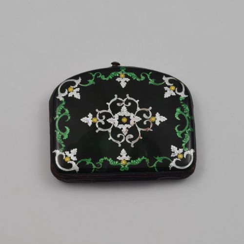 AUSTRIAN FRENCH KILN FIRED GREEN ENAMEL COIN PURSE C1870 - ADDITIONAL PHOTO 5