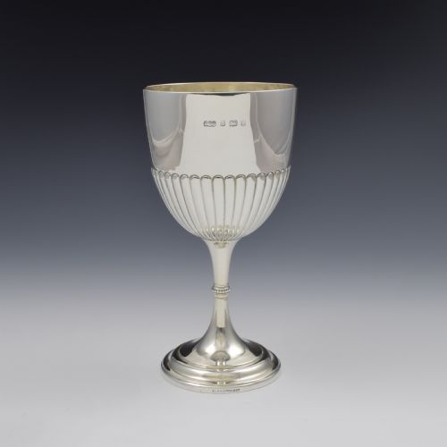 fig 1. Edwardian Silver Half Fluted Wine Goblet Elkington & Co.
