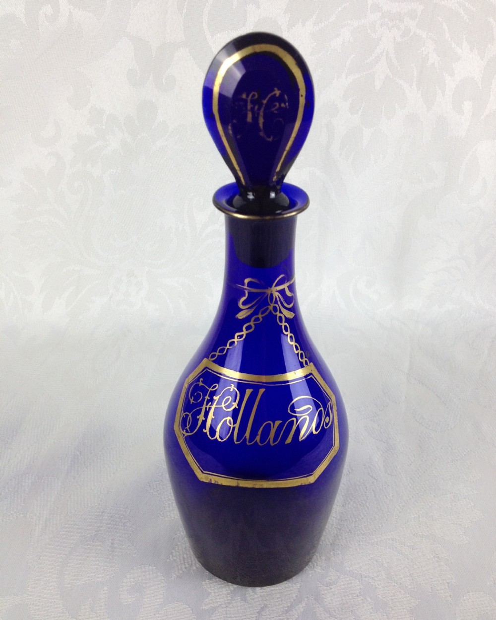 Georgian Bristol Blue Glass Hollands Club Decanter c.1825
