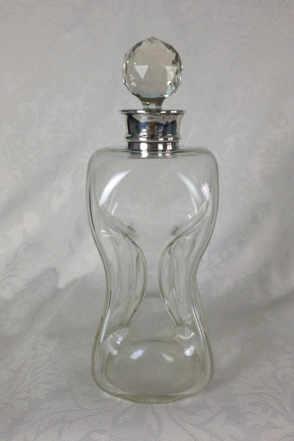 Art Nouveau 1909 Asprey Silver Mounted Glass Kluk Kluk Glug Glug Decanter Kuttrolf