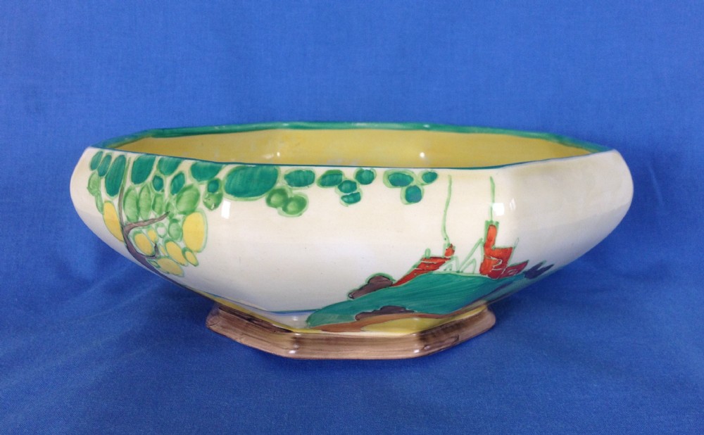 Deco Clarice Cliff Secrets Pattern Large Octagonal Table Bowl