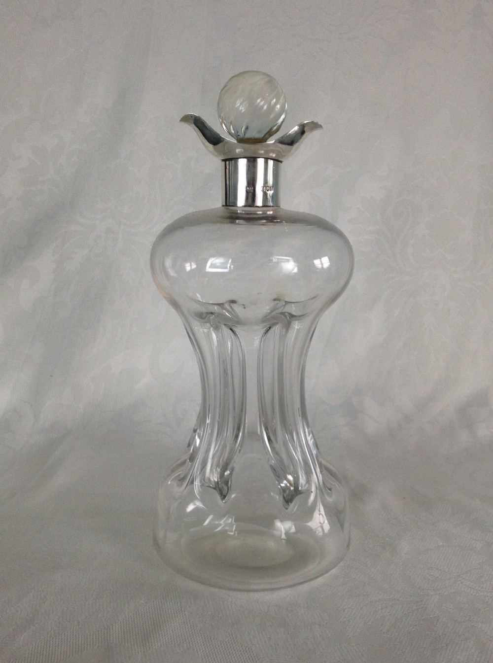 Art Nouveau Glass & Silver Kluk Kluk Glug Glug Decanter London 1896