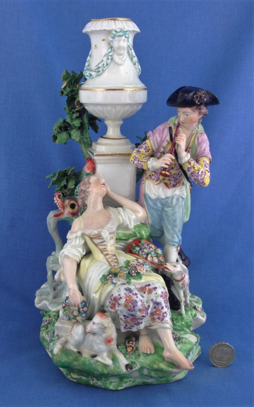 18thC Derby The Pastoral Fountain Group N12 Large Figural Group Patch Period William Duesbury c.1772