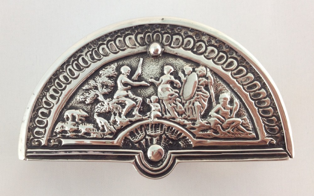 Unusual Georgian Silver Swivel Opening Snuff Box Semicircular Cast Thomas Langford II London 1784 George III