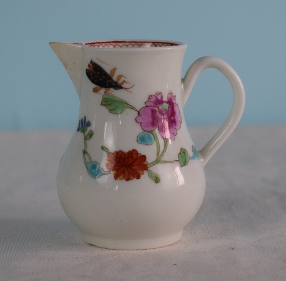 Pretty Early Worcester Polychrome Cream Jug Sparrow Beak c.1770 Japanese Kakiemon Colours Dr Wall First Period