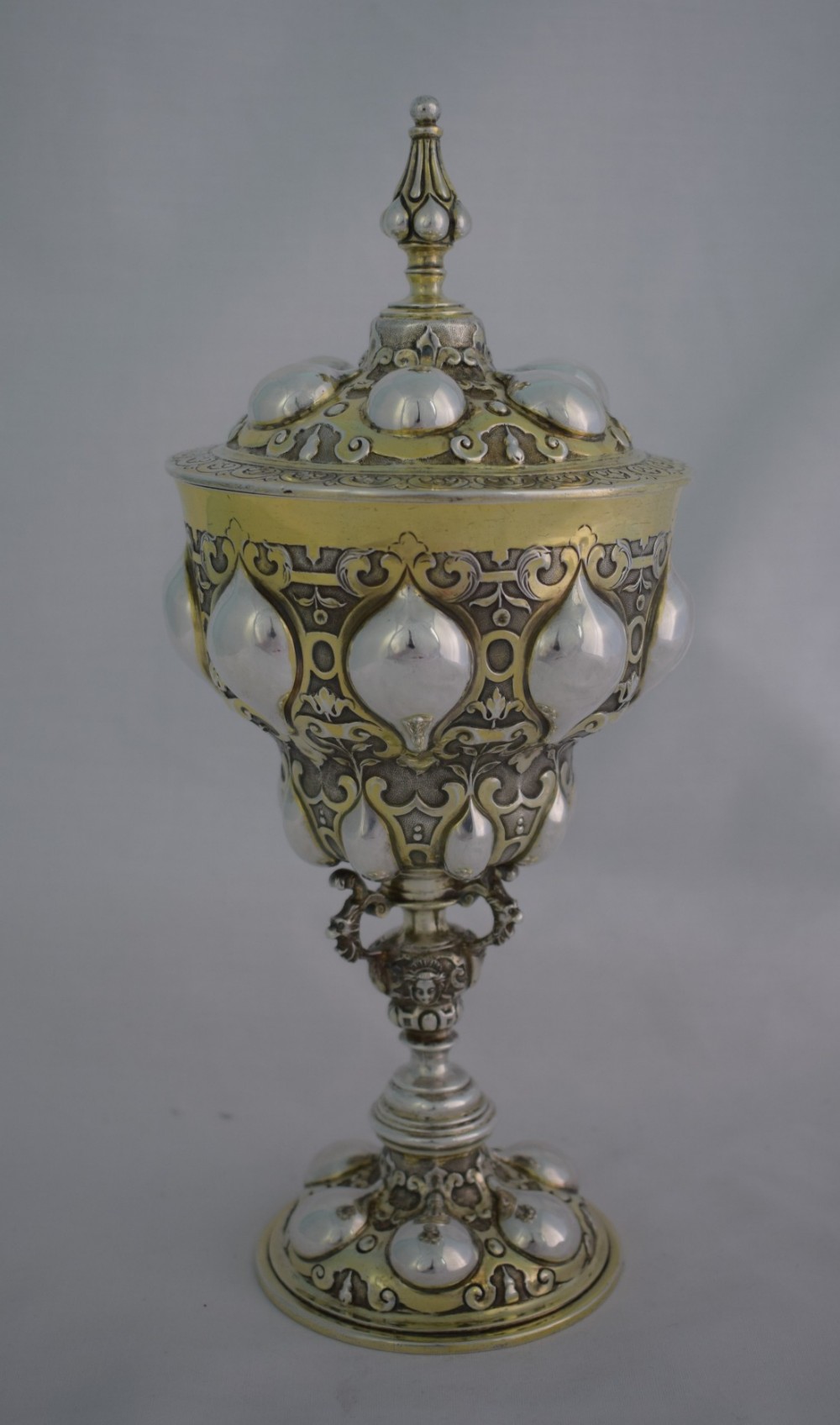 STUNNING English SILVER Gilt CUP & COVER AFTER NUREMBERG PINEAPPLE DANIEL & CHARLES HOULE VICTORIAN
