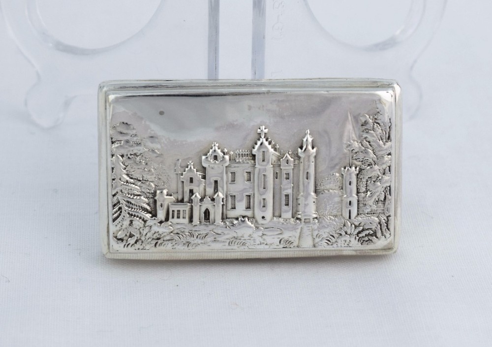 William IV Nathaniel Mills Silver Abbotsford House Castle Top Snuff Box