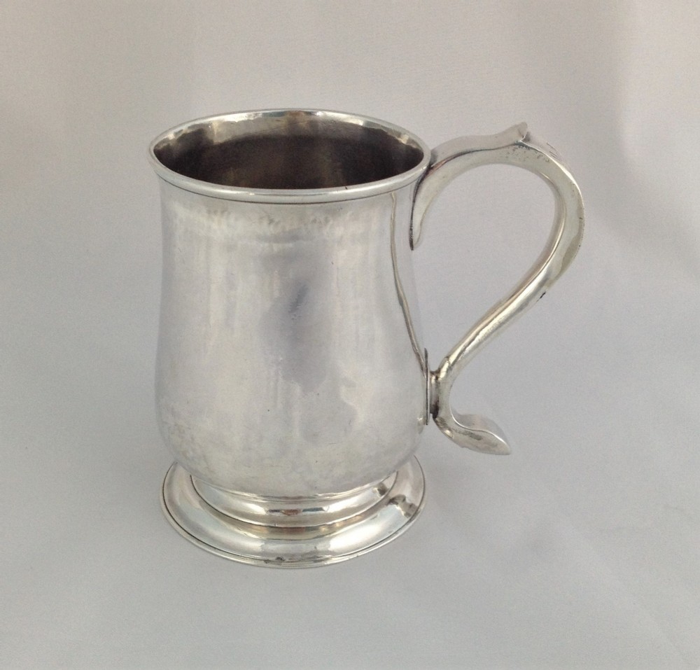 George II Silver 1 Pint Beer Mug Newcastle John Langlands I 1757 Georgian Beer Tankard