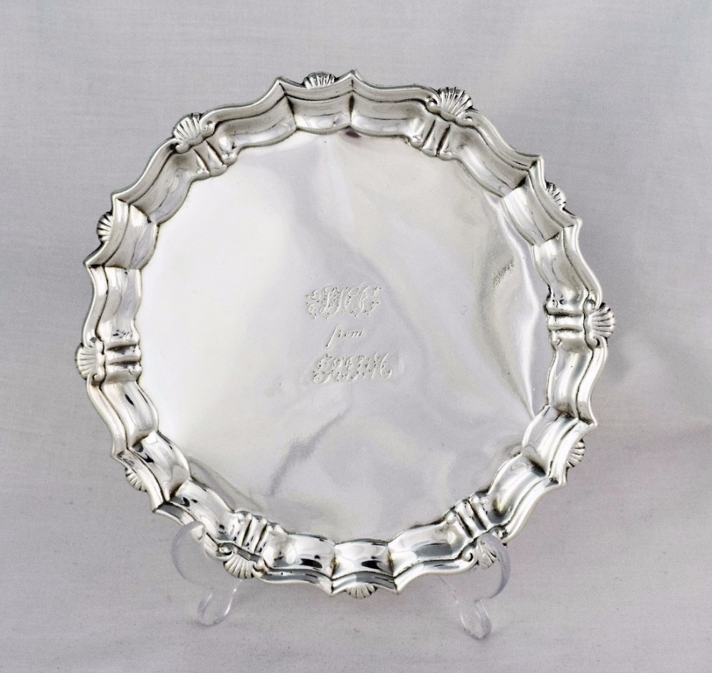 George II Silver Card Tray Waiter John Tuite 1740 Salver Georgian 