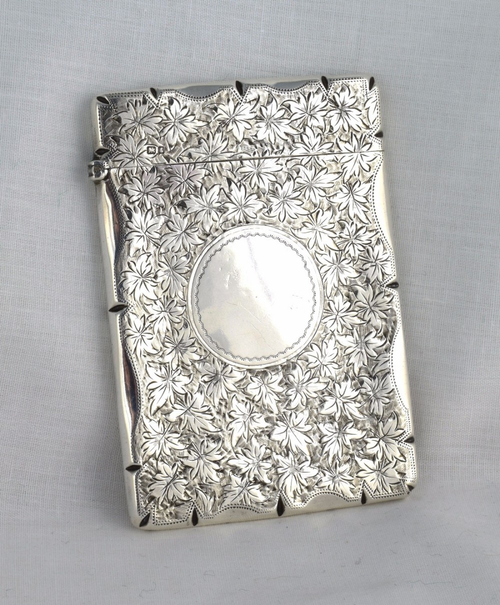 Pretty Edwardian Embossed Silver Card Case Stokes & Ireland Ltd Chester 