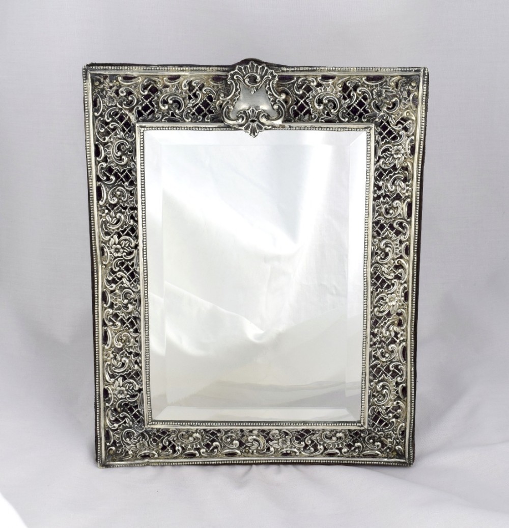 Stunning Victorian Silver Dressing Table Mirror Henry Matthews Easel Back Art Nouveau