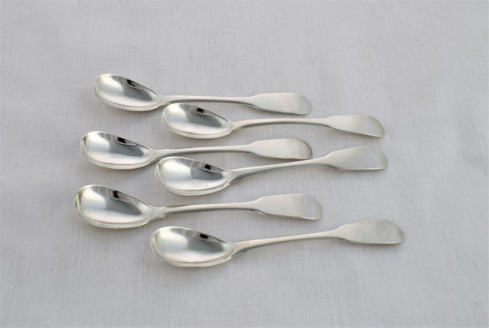 Set 6 Georgian Irish Silver Egg Spoons Dublin 1829 Edward Power Fiddle Pattern