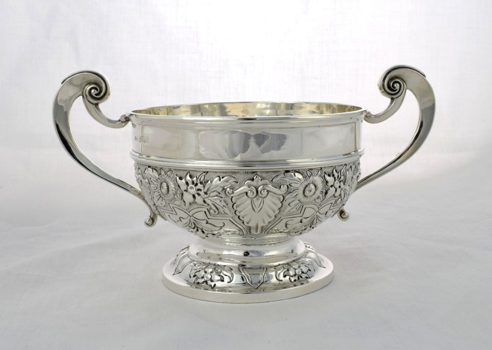 Lovely Victorian Silver Twin Handled Rose Bowl Harrison Brothers & Howson Chased 1898 Sheffield